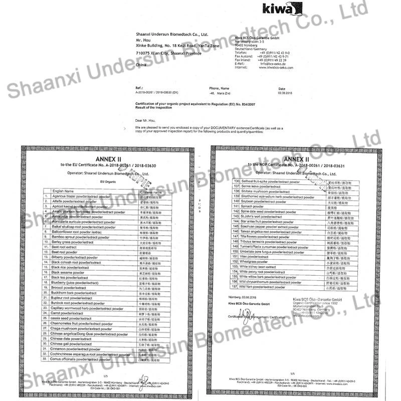 Undersun Biomedtech הוענק אישור אורגני